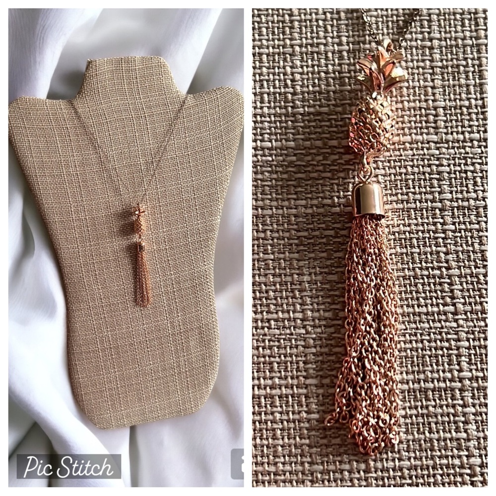 22.5” Long Rose Gold Pineapple Statement Necklace